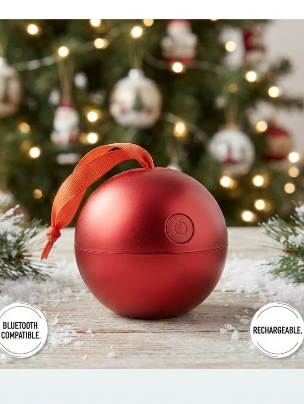 ​Mobilcharge Mini Red Christmas Ornament Bluetooth Speaker New in Box - Festive